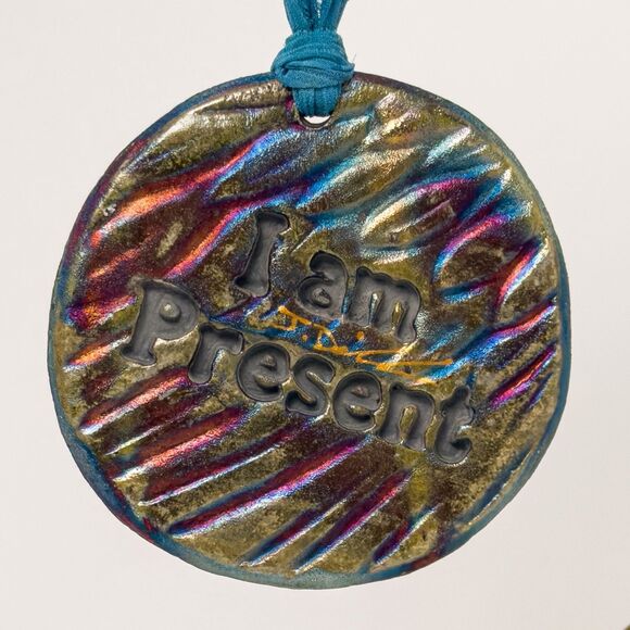 Raku Pottery Hummingbird Medallion Ornament Signed Jeremy Diller Double Sided - Picture 3 of 5